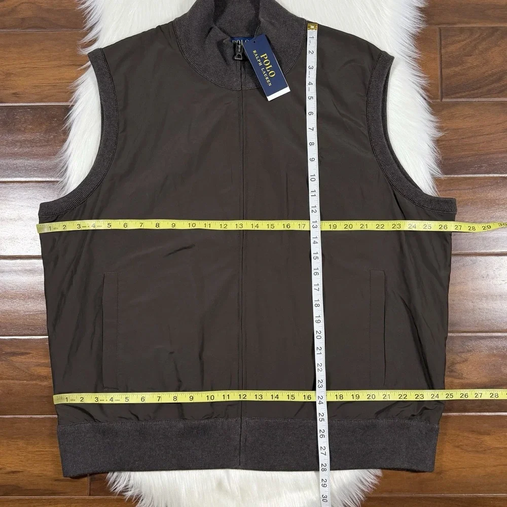 Polo Ralph Lauren Men's Size 2XB Brown Hybrid Full Zip Sweater Vest Jacket